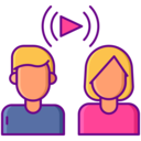 woman,man,entertainment,play button,live streaming,vlogger